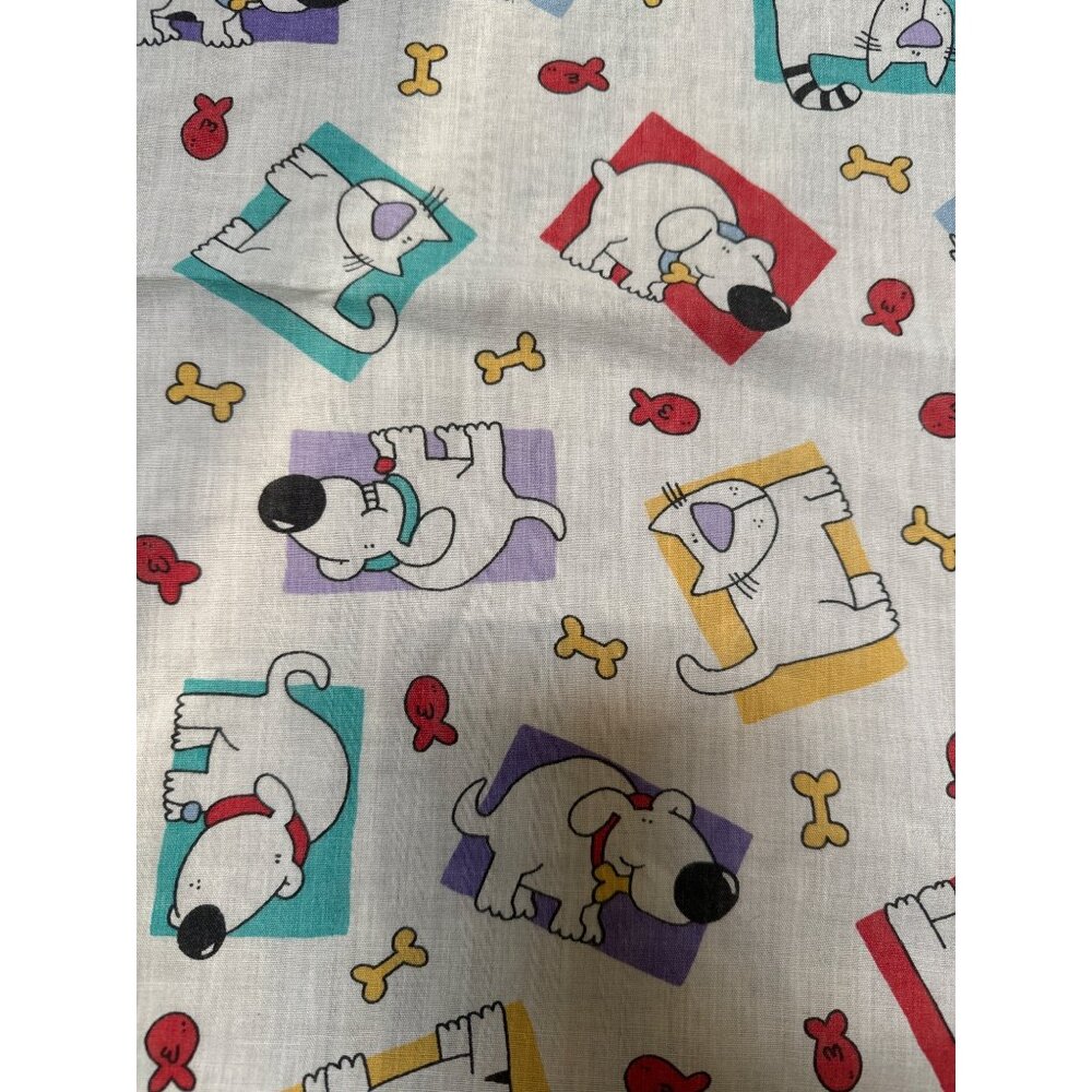 Vintage Dundee Baby Blanket Cartoon Dogs & Cats Print 50% Cotton 50% Polyester 4